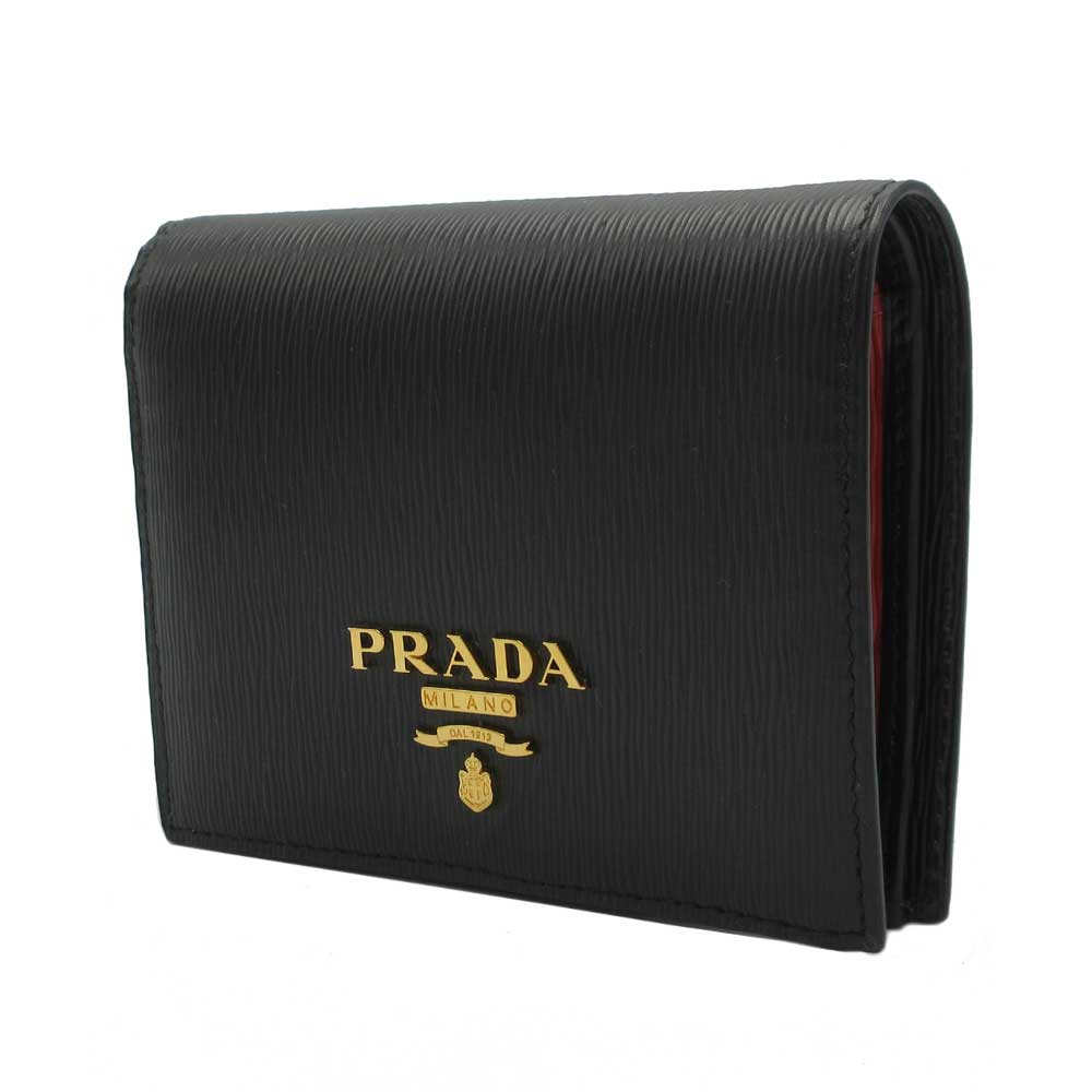 プラダ 二つ折り財布 PRADA 型押しレザー(縦シワ) 1MV204 2B6Q F0TMH  