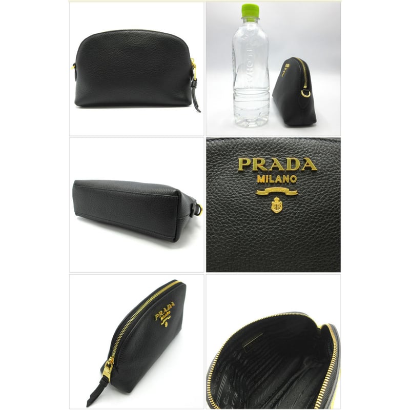 プラダ ポーチ PRADA レザー ロゴ コスメポーチ VIT.DAINO NERO プラダ ポーチ PRADA レザー ロゴ コスメポーチ VIT.DAINO NERO