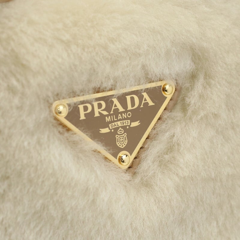 プラダ PRADA オデット シアリング ショルダーバッグ ロゴプレート 