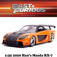 JADATOYS 1:32 ワイルドスピードダイキャストカー HAN'S MAZDA RX-7 Veilside