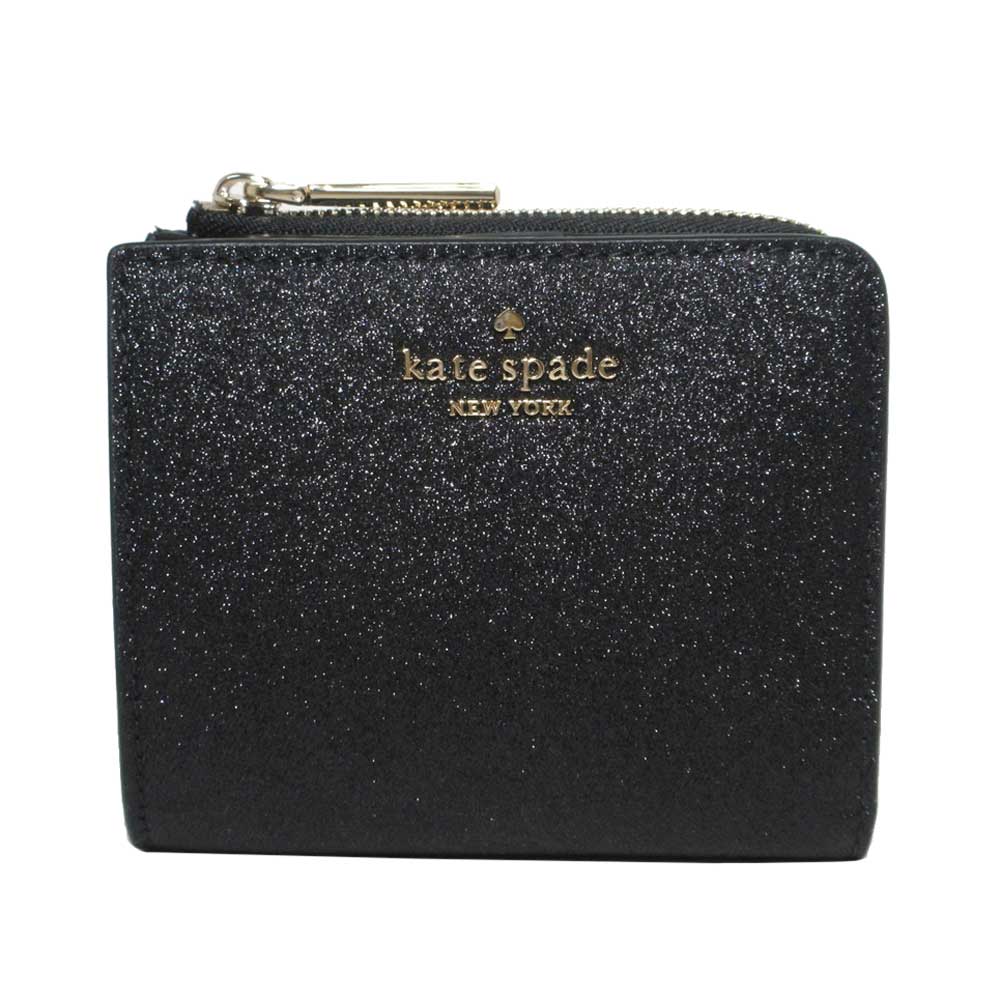 3cm【新品】ケイトスペード 財布 KE445 二つ折り財布(小銭入れあり) kate spade グリマー グリッター ミックスド マテリアル ボックスド スモール L-ジップ バイフォールド ウォレット アウトレット レディース