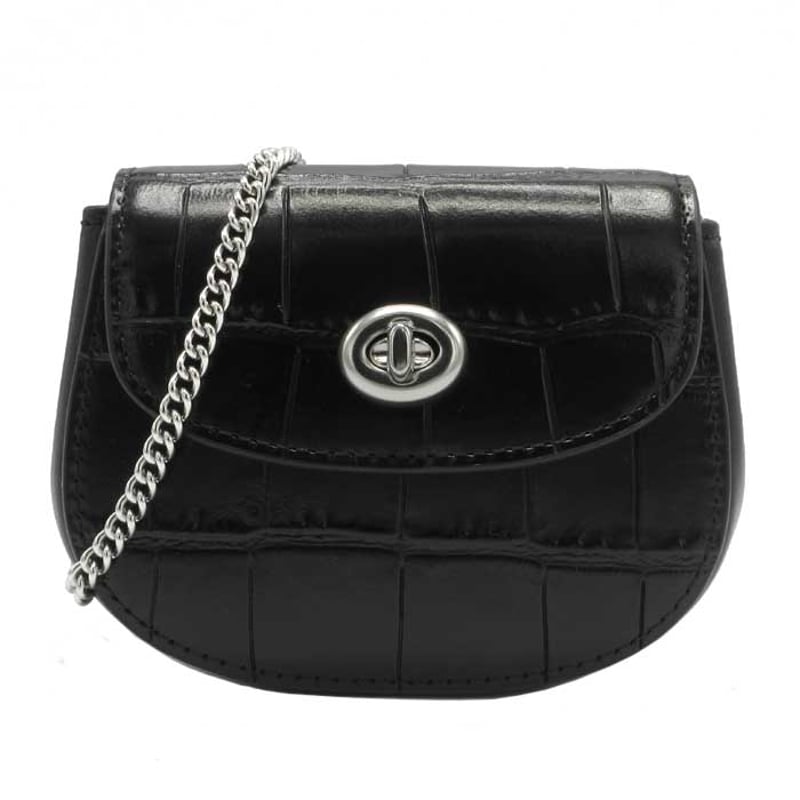 コーチ COACH クロコ調 ターンロック カードケース 小物入れ チェーン 