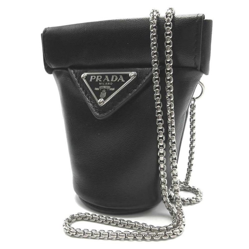 プラダ PRADA ナッパレザー チェーン ネックストラップ ミニポーチ 