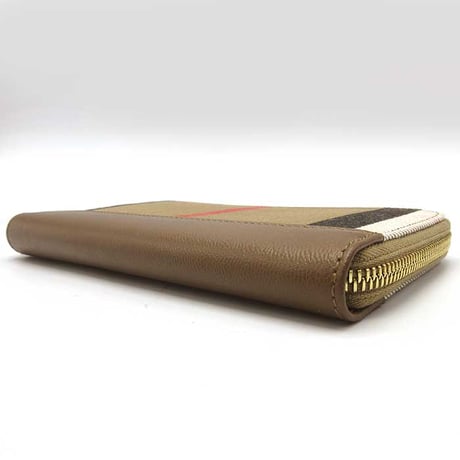 バーバリー 長財布 BURBERRY レザー コットン チェック柄 ジップアラウンド ウォレット 8084515 EARTH ブティック レディース