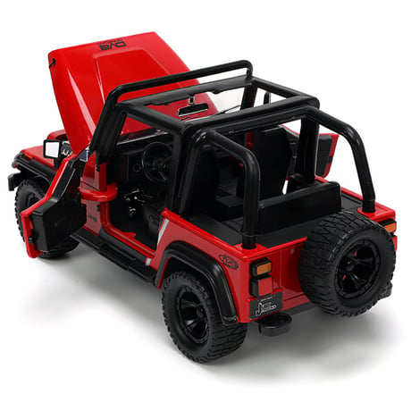 JADATOYS 1:24 JUST TRUCKS w/RACK & WHEELS 1992 JEEP WRANGLER ミニカー