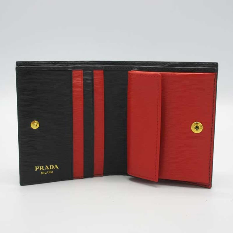 プラダ 二つ折り財布 PRADA 型押しレザー(縦シワ) 1MV204 2B6Q F0TMH  