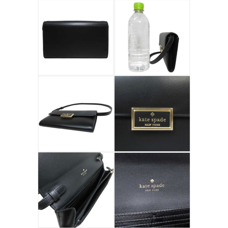 【美品】kate spade ケイトスペード ショルダーウォレット 黒 シボ革 kate spade NEW YORK ケイトスペード ショルダーウォレット