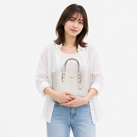 🎀コーチ COACH　モリー トート バッグ 25・シグネチャー キャンバス　CV965 IMXU5