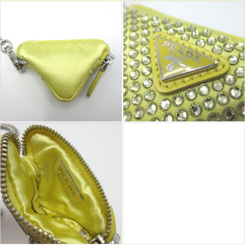 プラダ サテン ミニポーチ ウィズ クリスタル チェーンネック プラダ サテン ミニポーチ ウィズ クリスタル チェーンネック