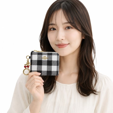🎀コーチ COACH　スモール コーナー ジップ ウォレット・ギンガム プリント アンド チャーム　CEU99 IMA47