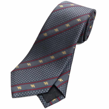 グッチ GUCCI Bee刺繍 ストライプ ネクタイ ナロータイ 451528 4E002 1274 グレー系、マルチカラー ブランド ネクタイ メンズ