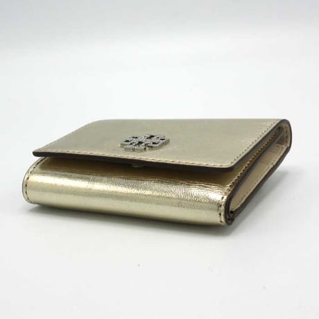 トリーバーチ 三つ折り財布 TORY BURCH BRITTEN メタリック レザー 171542 0725 723 SPARK GOLD アウトレット レディース