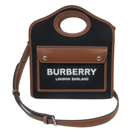 バーバリー BURBERRY ロゴ ミニ ポケットバッグ ハンドバッグ 斜めかけ 8055746 BLACK/TAN(ブラック×タン) アウトレット レディース