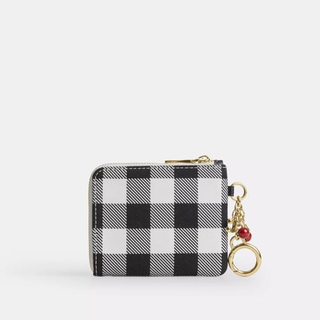 🎀コーチ COACH　スモール コーナー ジップ ウォレット・ギンガム プリント アンド チャーム　CEU99 IMA47