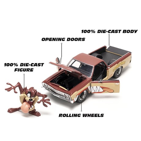 1:24 LOONEY TUNES 1967 CHEVY EL CAMINO w/ TASMANIAN DEVIL 【ルーニーチューンズ】ミニカー