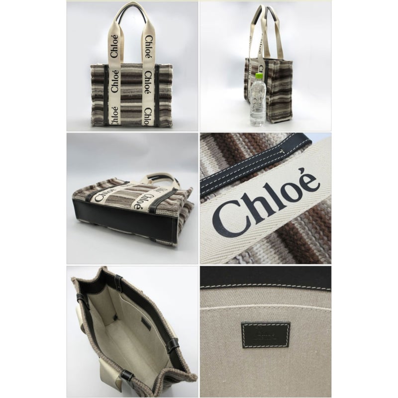 クロエ トートバッグ Chloe ニット ストライプ ウッディ クロエ トートバッグ Chloe ニット ストライプ ウッディ