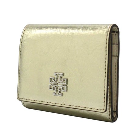 トリーバーチ 三つ折り財布 TORY BURCH BRITTEN メタリック レザー 171542 0725 723 SPARK GOLD アウトレット レディース