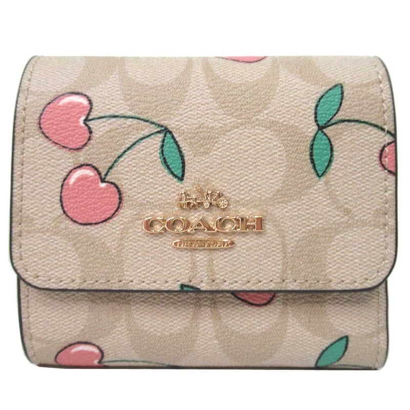 コーチ 三つ折り財布 COACH スモール シグネチャー キャンバス・ハート