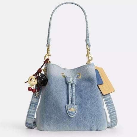 🎀コーチ COACH　ローアン バケット バッグ・ラブド デニム・チャーム　CER76 IMNIM
