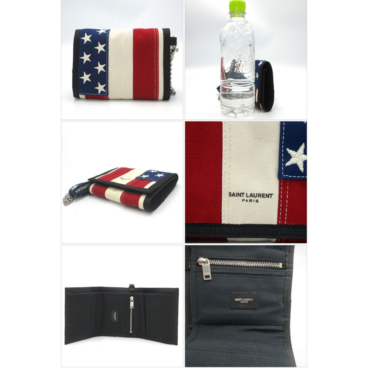 サン ローラン 三つ折り財布 SAINT LAURENT PARIS アメリカ国旗  