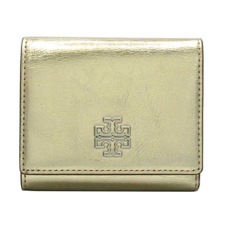 トリーバーチ 三つ折り財布 TORY BURCH BRITTEN メタリック レザー 171542 0725 723 SPARK GOLD アウトレット レディース
