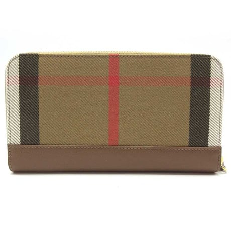 バーバリー 長財布 BURBERRY レザー コットン チェック柄 ジップアラウンド ウォレット 8084515 EARTH ブティック レディース