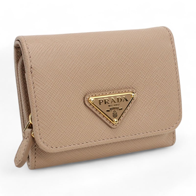 PRADA プラダ　三つ折り　財布　シルバー金具　ロゴ 楽天市場】PRADA プラダ 小銭入れ付き3つ折り財布メタルロゴ 三
