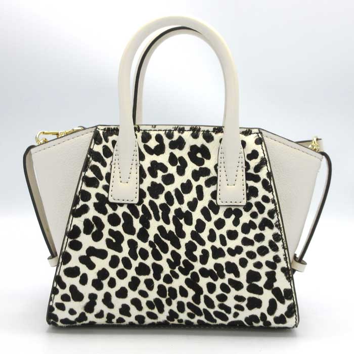 マイケルコース☆新品☆AVRIL レザー2way チーター柄バッグ/クリーム白  