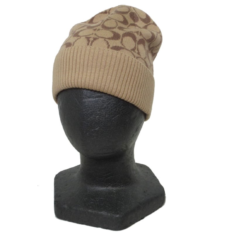 コーチ COACH ニット帽 シグネチャー柄  ビーニー COACH（コーチ） ニット帽 ニットキャップ マキシ シグネチャー ニット