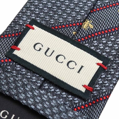 グッチ GUCCI Bee刺繍 ストライプ ネクタイ ナロータイ 451528 4E002 1274 グレー系、マルチカラー ブランド ネクタイ メンズ