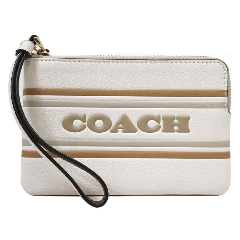 コーチ ポーチ COACH ロゴ ストライプ付き コーナージップリストレット