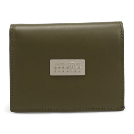 エムエムシックス MM6 二折財布小銭入付き　ブランド　メタルロゴプレートSA5UI0015　P6418　T7428カーキ