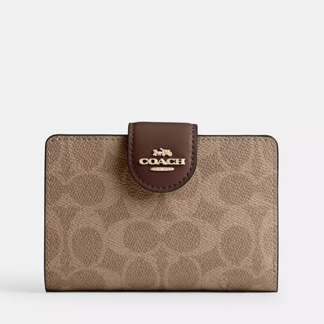 🎀コーチ COACH　ミディアム コーナー ジップ ウォレット・シグネチャー キャンバス　CW786 IMXHE