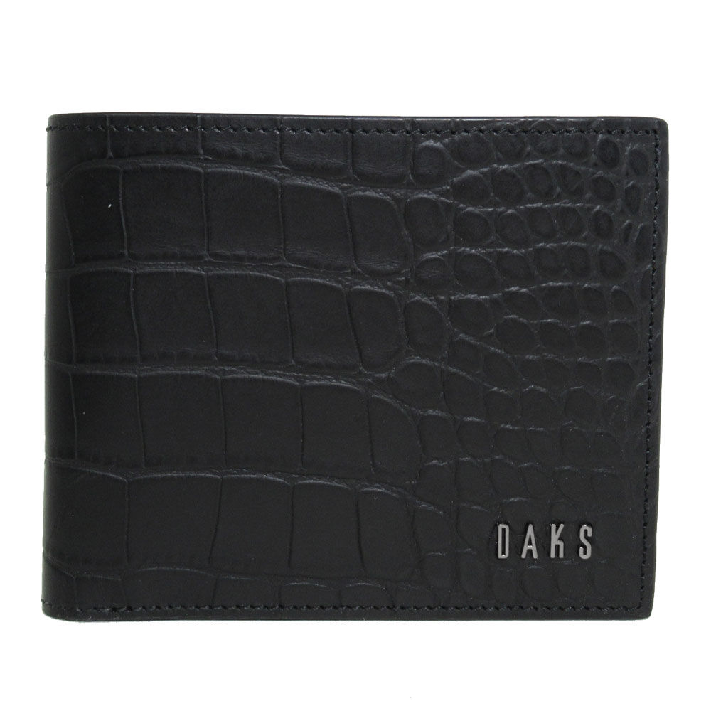 国内即送 DAKS GWAW19016 クロコ調 財布(小銭入れなし) 他色有 ダックス 二つ折り財布 (小銭入れなし)クロコ調 GWAW19016