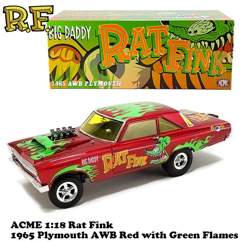 ACME 1:18 RAT FINK 1965 PLYMOUTH AWB Red with G