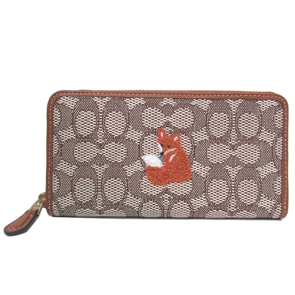 コーチ 財布 長財布 COACH ジャッカード シグネチャー フォックス