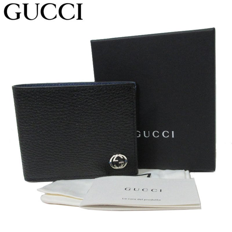 グッチ 二つ折り財布 (小銭入れなし) GUCCI インターロッキングG 