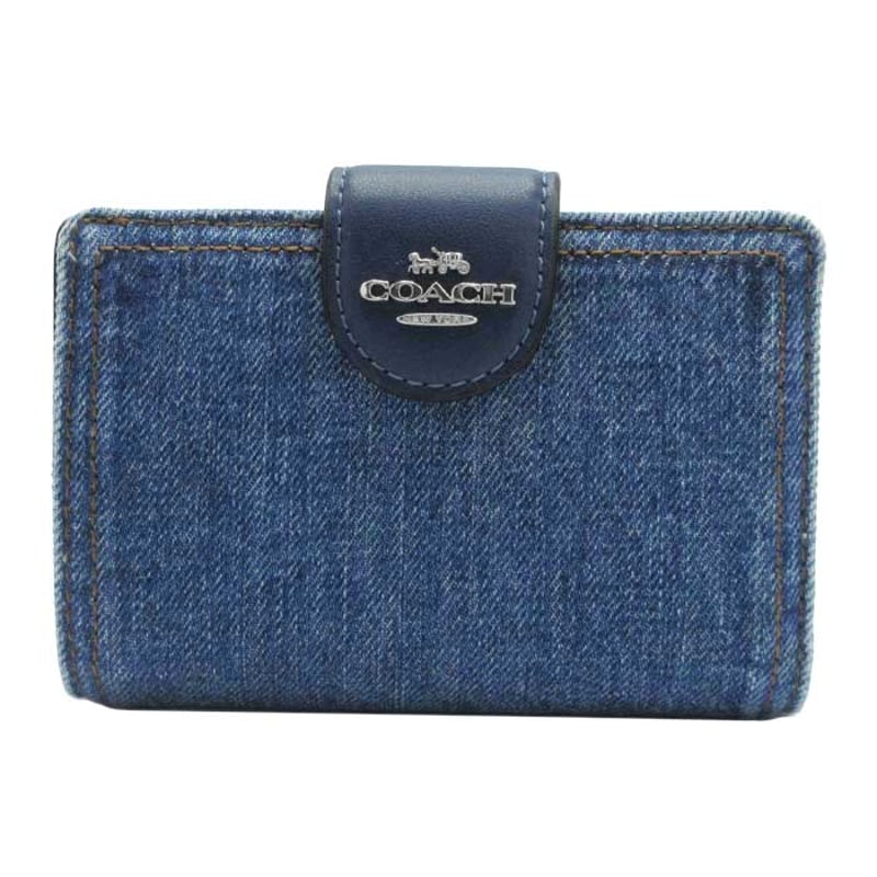 coach コーチ 二つ折り財布 デニム コーチ 二つ折り財布 COACH デニム ミディアム コーナー ジップ