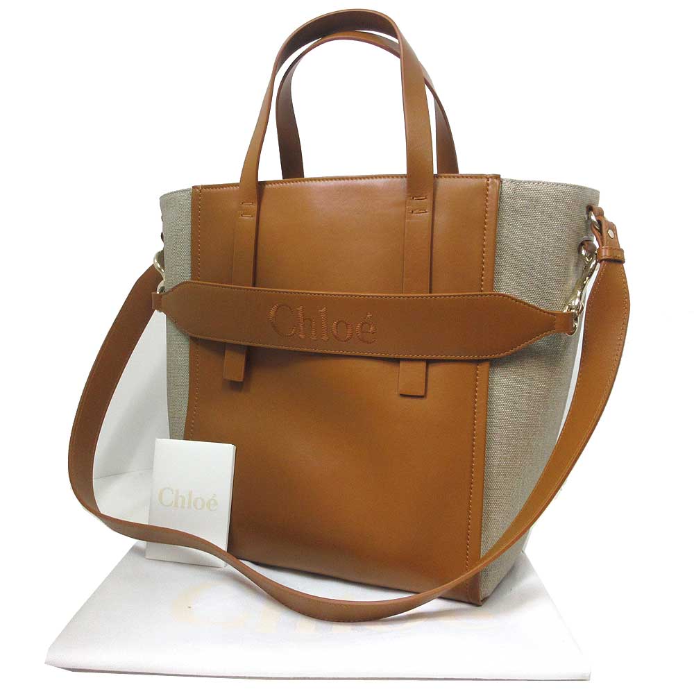 クロエ トートバッグ Chloe クロエセンス レザー リネン 2WAY クロエ トートバッグ Chloe クロエセンス レザー リネン 2WAY