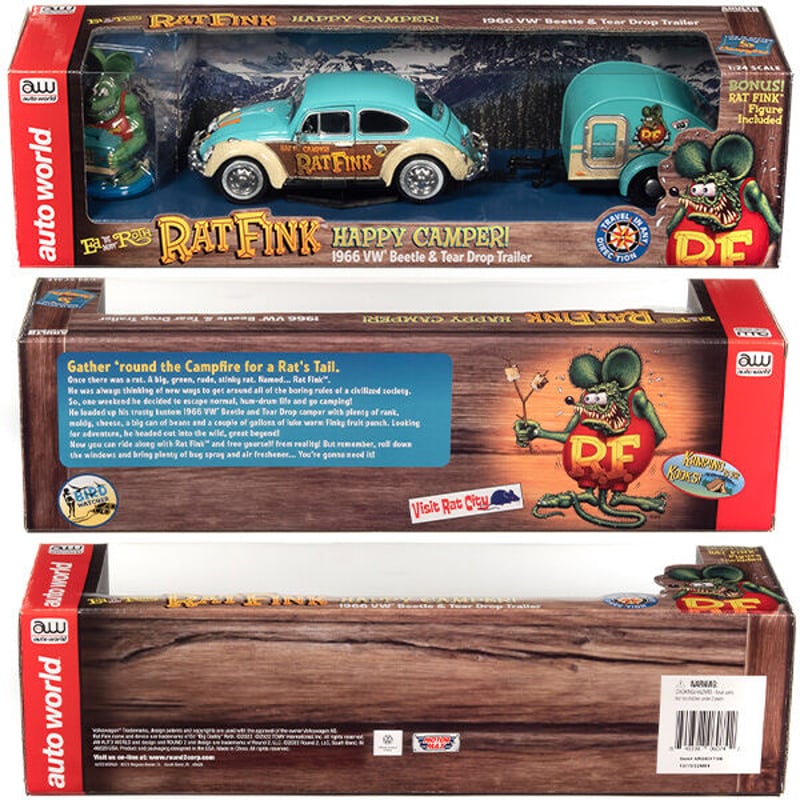 AUTO WORLD 1:24 RAT FINK 1966 VW Beetle w/Tear AUTO WORLD 1:24 RAT FINK 1966 VW Beetle w/Tear