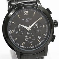 ブラックカラーデザインウォッチ 日付カレンダー メタルベルト クオーツ WSQ025 SLV メンズ腕時計