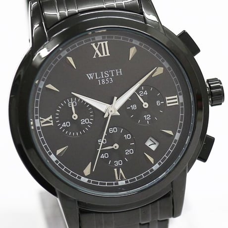 ブラックカラーデザインウォッチ 日付カレンダー メタルベルト クオーツ WSQ025 SLV メンズ腕時計