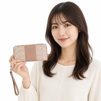 🎀コーチ COACH ロング ジップ アラウンド ウォレット・シグネチャー キャンバス・ストライプ CW947 IMQRX