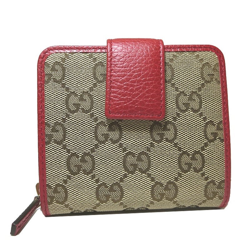 グッチ 二つ折り財布(小銭入れあり) GUCCI キャンバス×レザー GG 