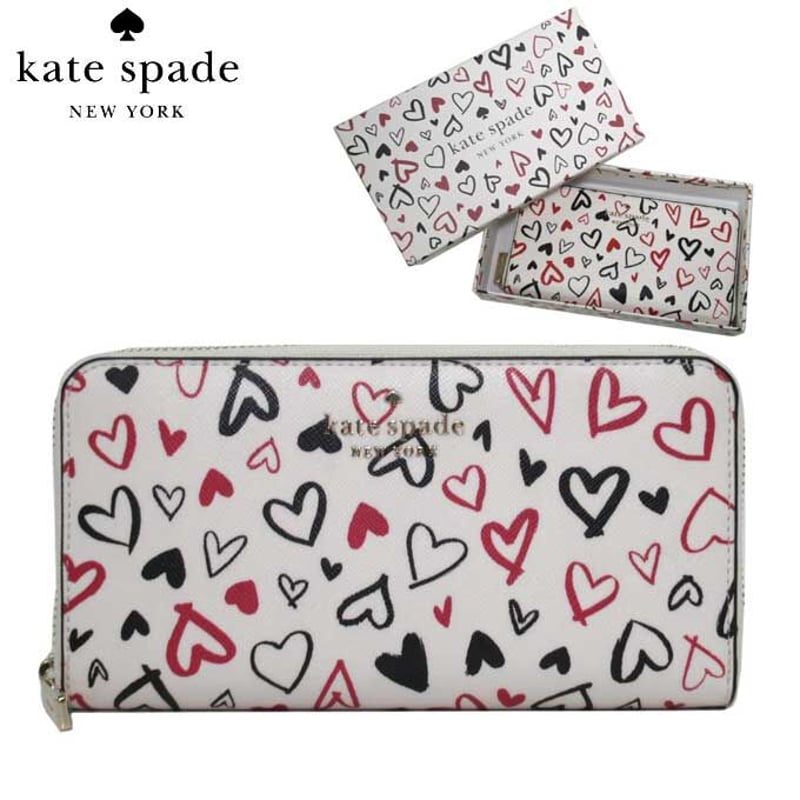 ケイトスペード 長財布 kate spade ステイシー PVC スクリブル ハート