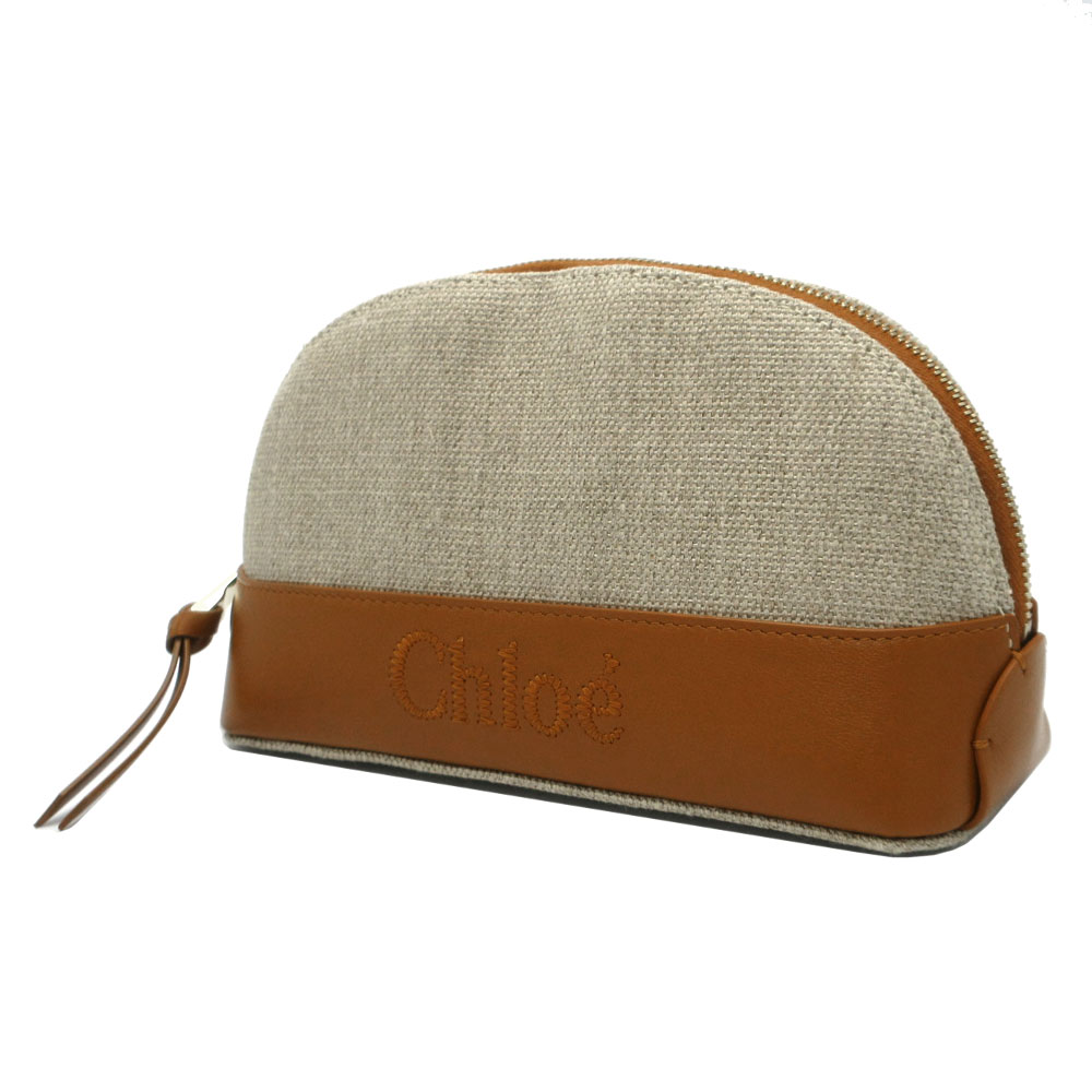 値下げ　Chloé クロエ ポーチ クロエ ポーチ Chloe センス リネン コスメポーチ CHC23SP870J