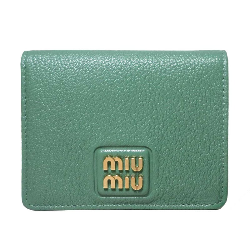 ミュウミュウ 二つ折り財布 MIU MIU マドラスレザー ロゴ 5MV204-2AJB