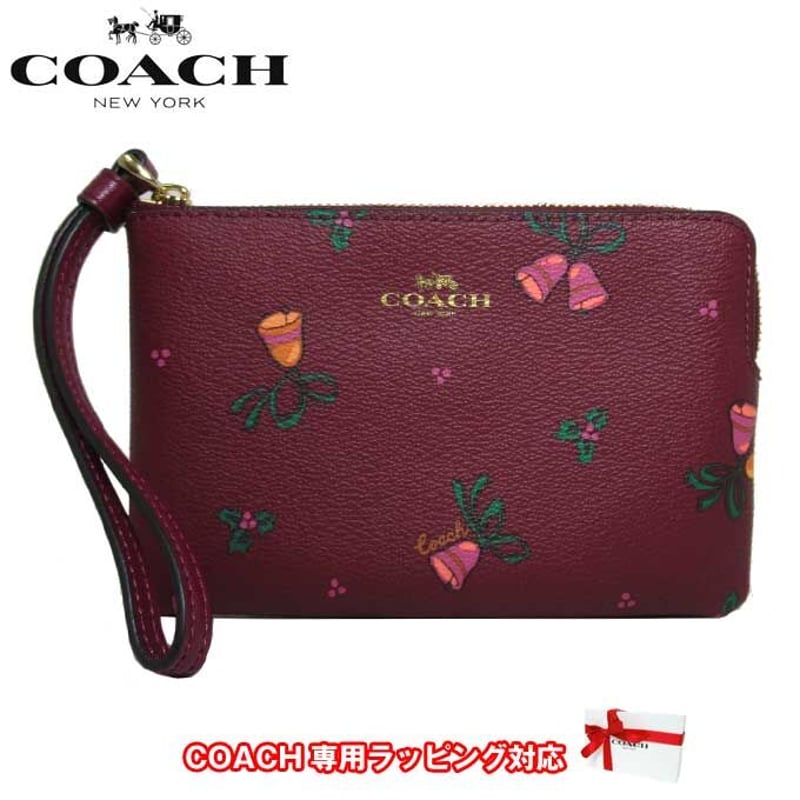 コーチ ポーチ COACH PVC ホリデーベル プリント コーナージップリスト