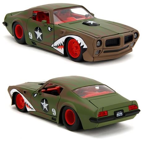 JADATOYS 1:24 BTM 1972 Pontiac Firebird Army Camo ミニカー