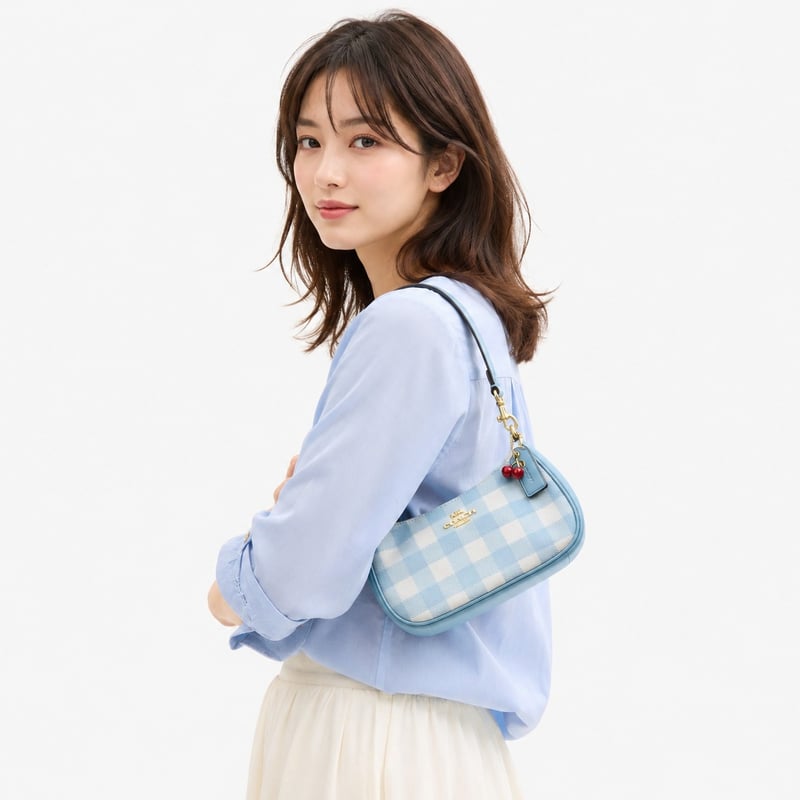 新品未使用 COACH テリ ミニ クロスボディ ギンガムチェック ブルー 